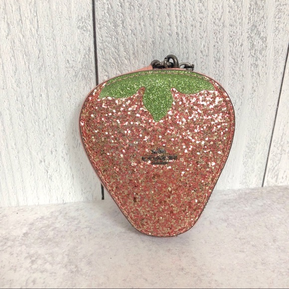 NWOT Coach Strawberry Glitter Coin Case Wristlet - Picture 7 of 8